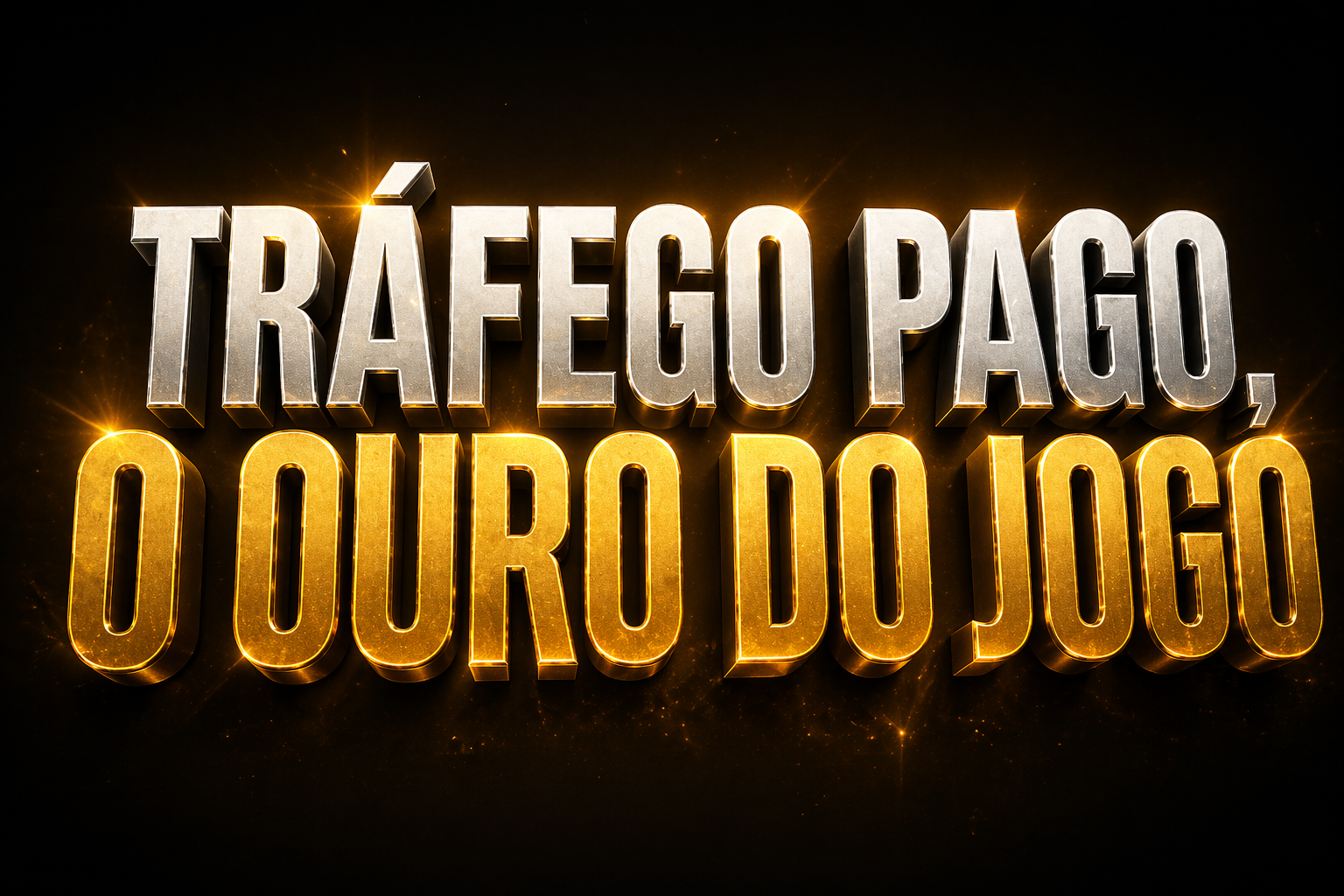 Tipografia dourada impactante destaca tráfego pago como estratégia lucrativa digital