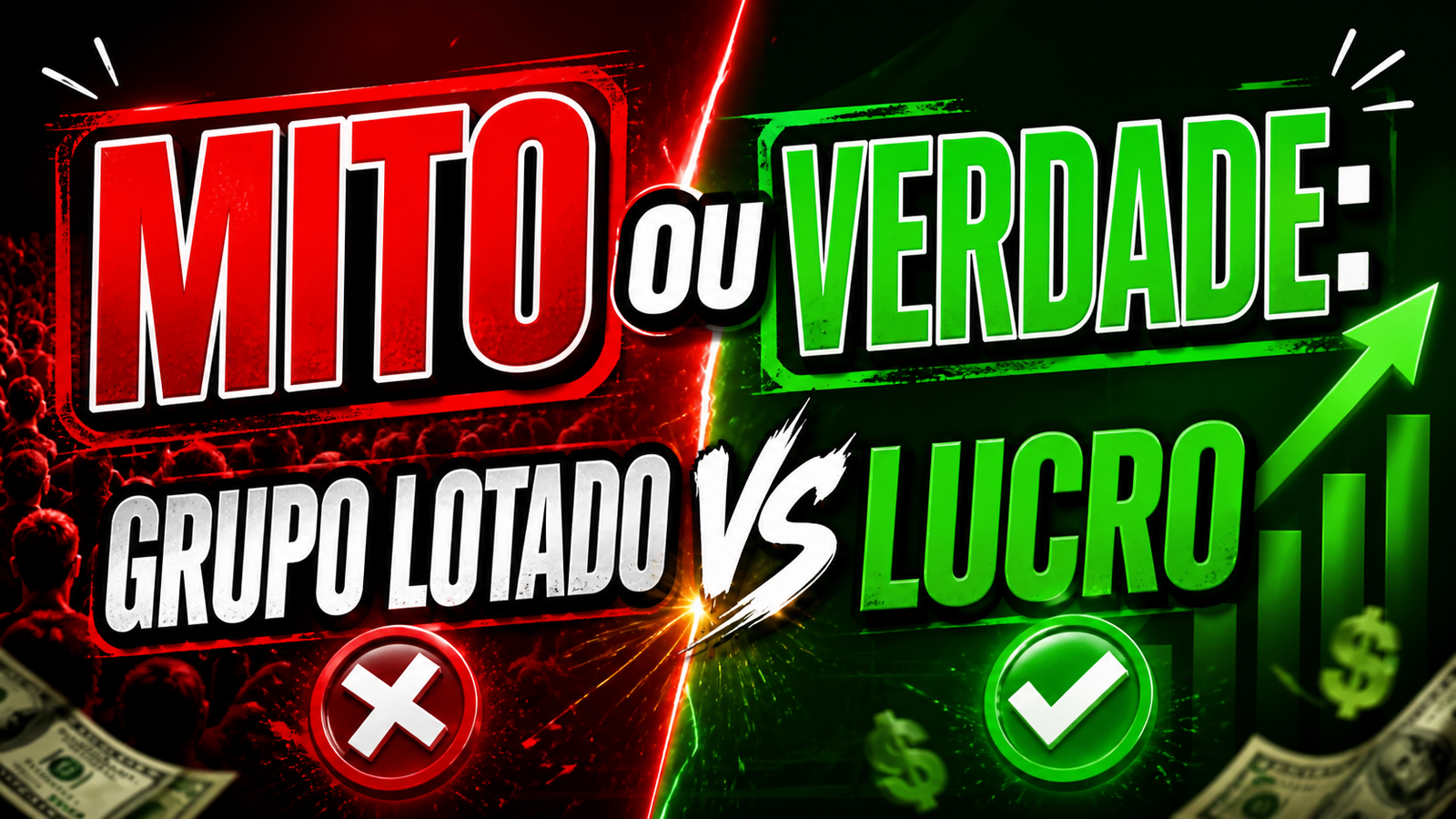 MITO ou VERDADE: grupo lotado vs lucro crie uma imagem tamanho capa de youtube que descreva esse título e esteja escrito ele, idv da shopee