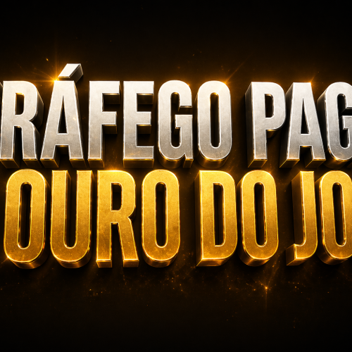 Tipografia dourada impactante destaca tráfego pago como estratégia lucrativa digital