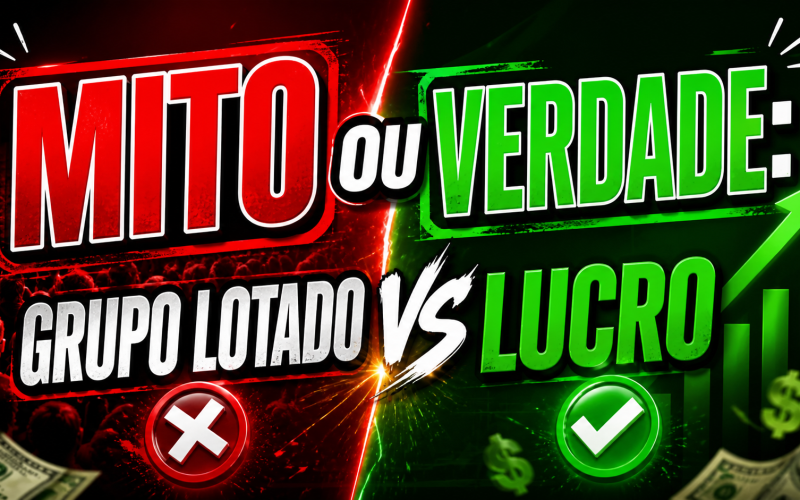 MITO ou VERDADE: grupo lotado vs lucro crie uma imagem tamanho capa de youtube que descreva esse título e esteja escrito ele, idv da shopee